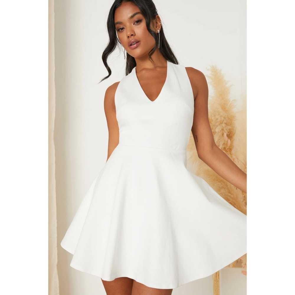 Lulus Going Steady White Backless Skater Dress Mi… - image 1