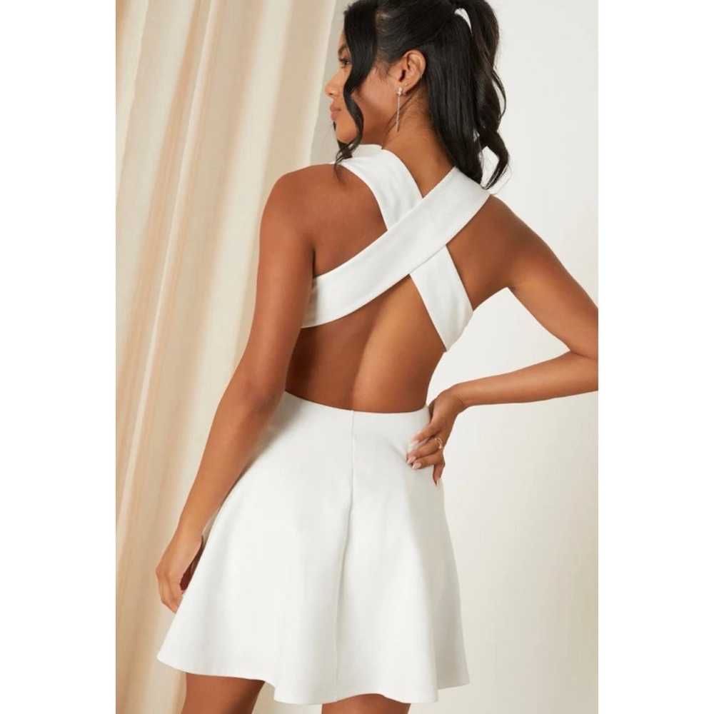 Lulus Going Steady White Backless Skater Dress Mi… - image 2