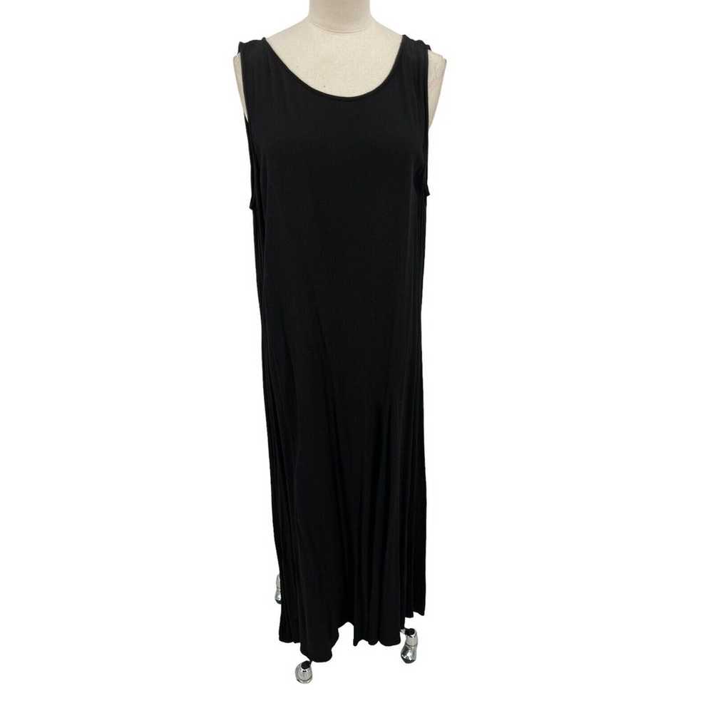 Eileen Fisher Dress Sleeveless Black Textured Ray… - image 1