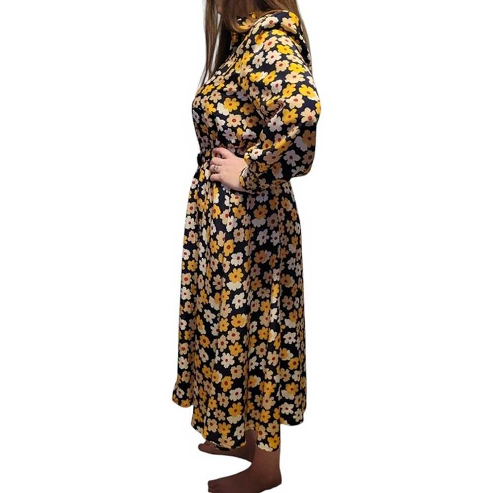 Vintage Schrader Women's Yellow Floral Dress W/ P… - image 3