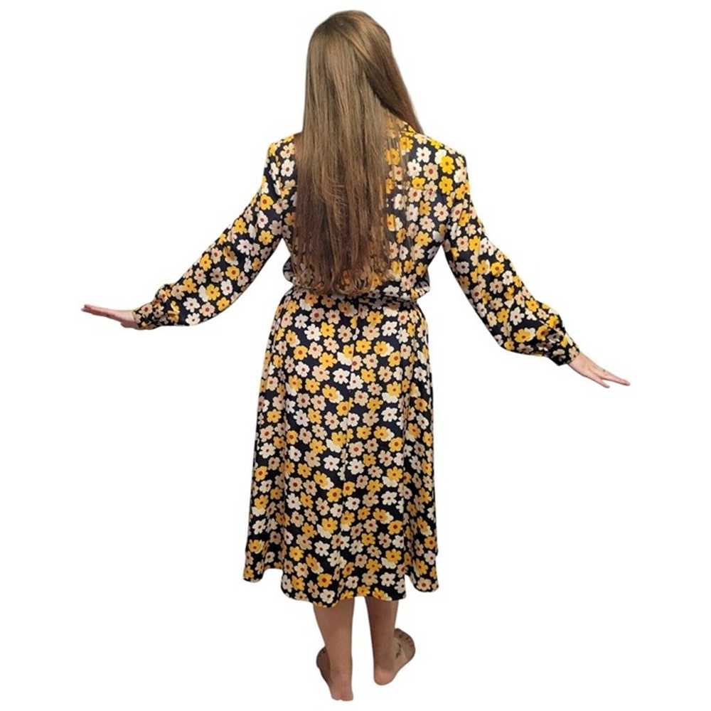 Vintage Schrader Women's Yellow Floral Dress W/ P… - image 4