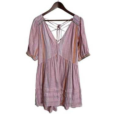 Lemlem x H&M Short Airy Linen Dress Puff Sleeves … - image 1