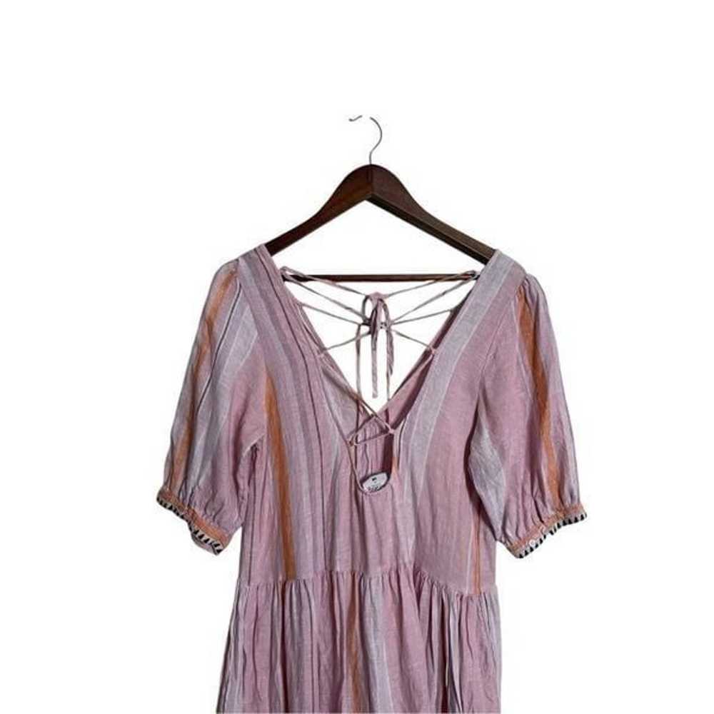 Lemlem x H&M Short Airy Linen Dress Puff Sleeves … - image 4