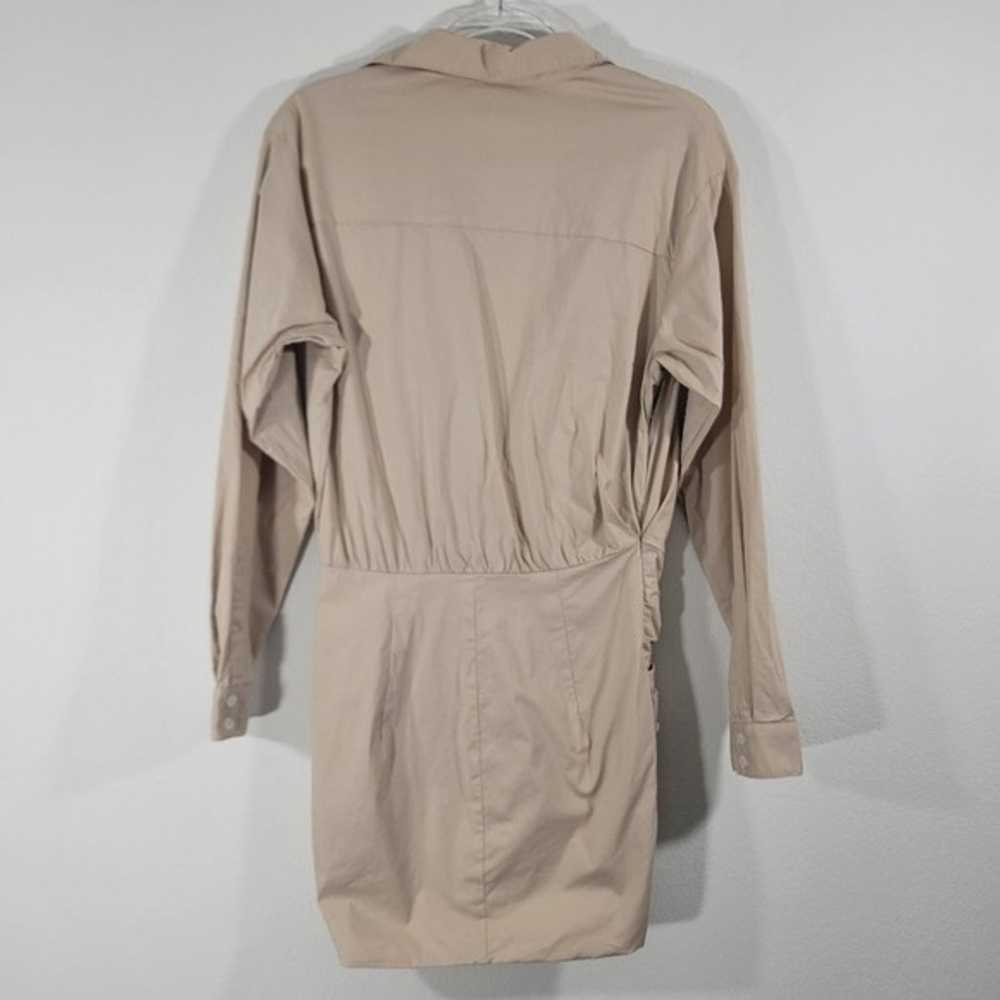 MABLE nude open V neck ruched skirt long sleeve p… - image 10