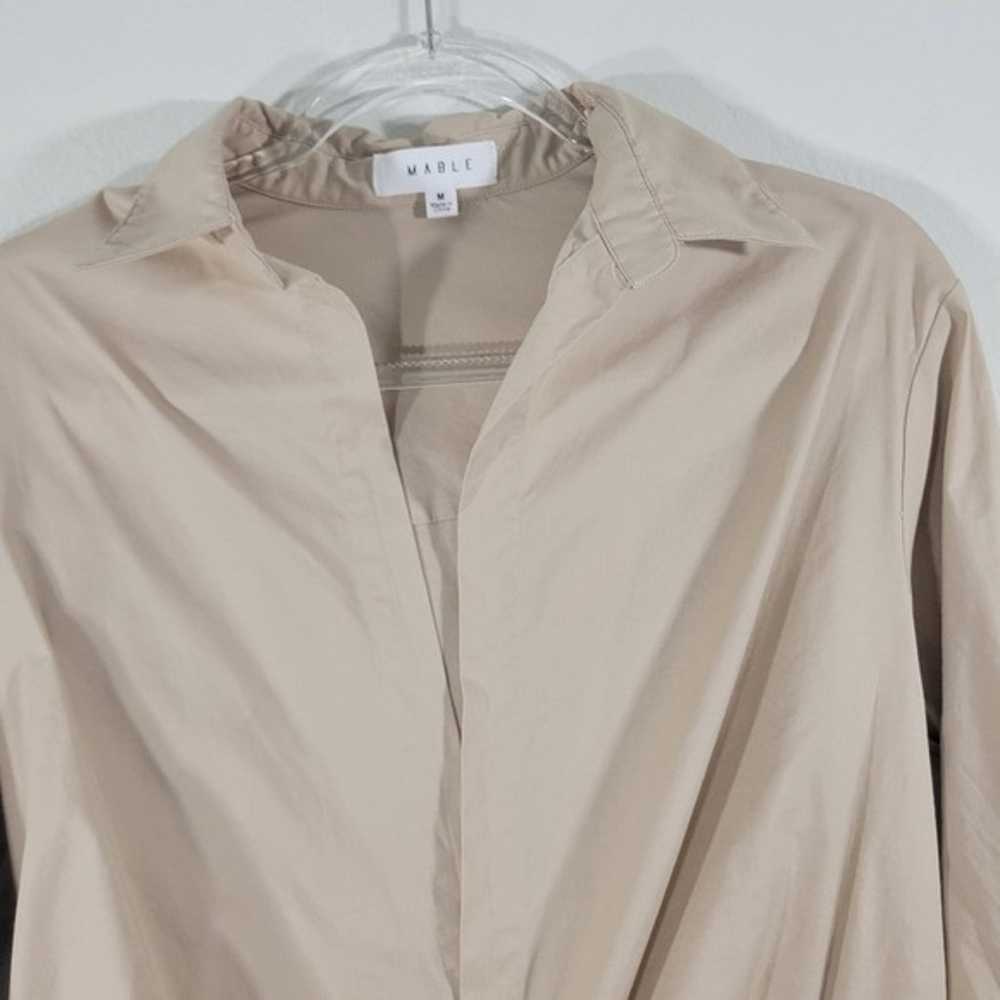 MABLE nude open V neck ruched skirt long sleeve p… - image 3