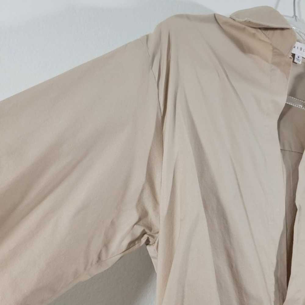 MABLE nude open V neck ruched skirt long sleeve p… - image 7