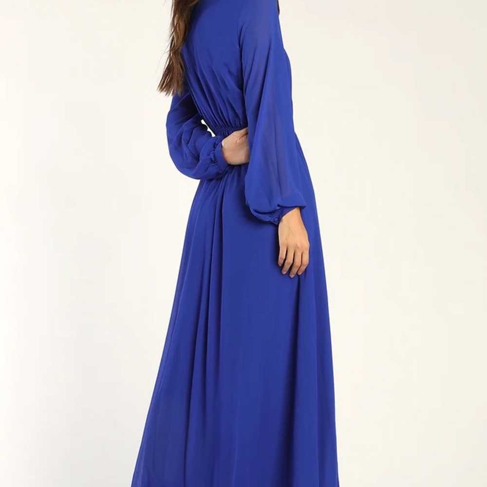 Lulus Wondrous Water Lilies Royal Blue Maxi Dress… - image 2