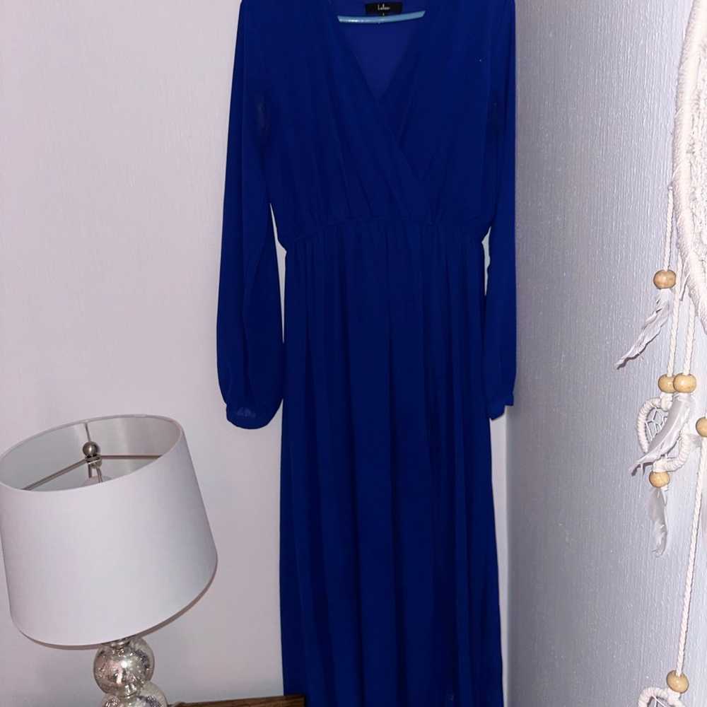 Lulus Wondrous Water Lilies Royal Blue Maxi Dress… - image 3