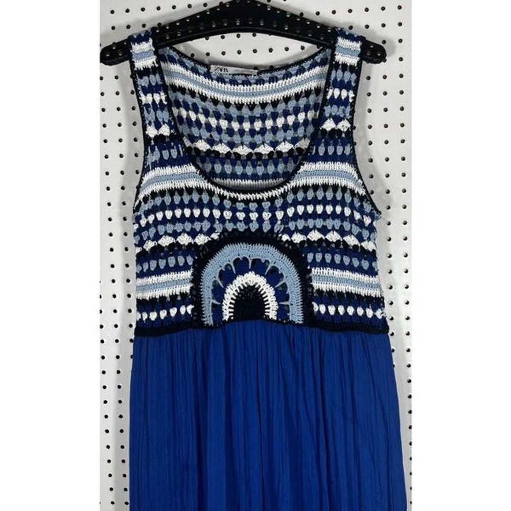 ZARA CONTRASTING CROCHET KNIT DRESS SIZE L - image 5