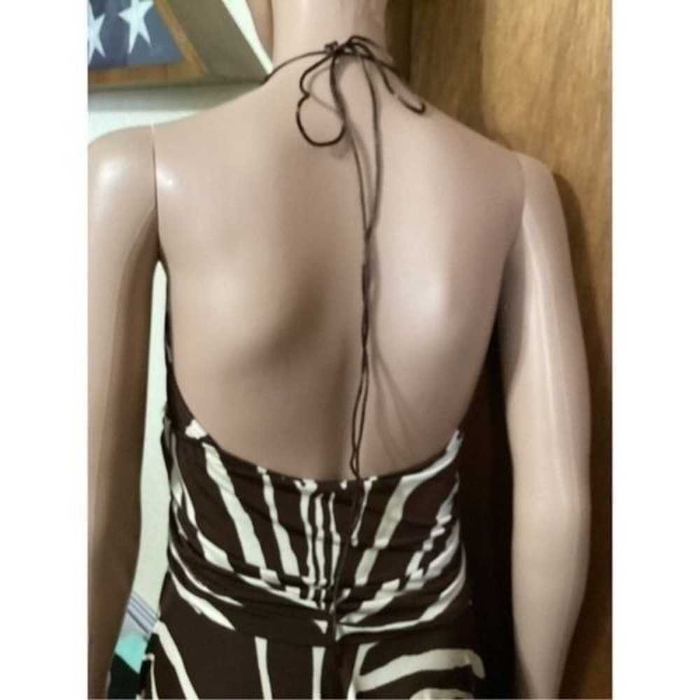 Vintage Animal Print Beaded Neckline Halter Dress… - image 5