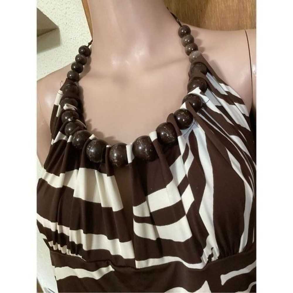 Vintage Animal Print Beaded Neckline Halter Dress… - image 6