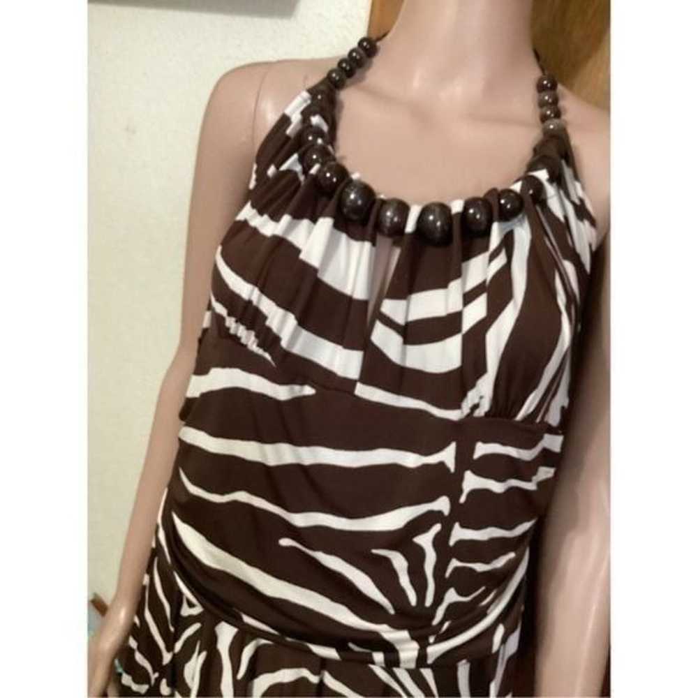 Vintage Animal Print Beaded Neckline Halter Dress… - image 7