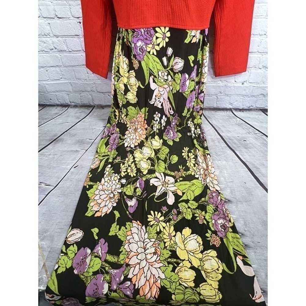 vtg 70's mod floral skirt maxi hostess dress wome… - image 4