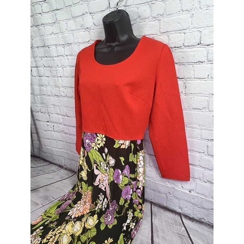 vtg 70's mod floral skirt maxi hostess dress wome… - image 5