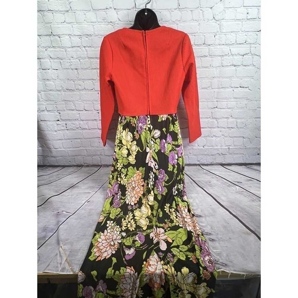 vtg 70's mod floral skirt maxi hostess dress wome… - image 8