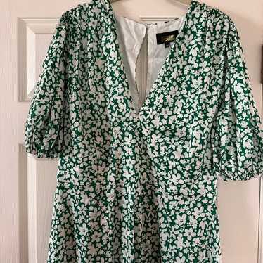 Green and white floral dress