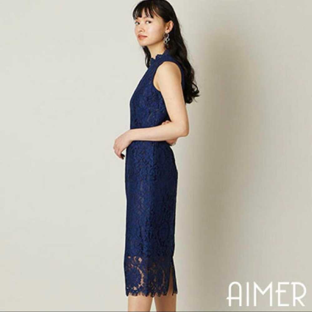 [AIMER] Stand Neck All Lace Dress - image 5