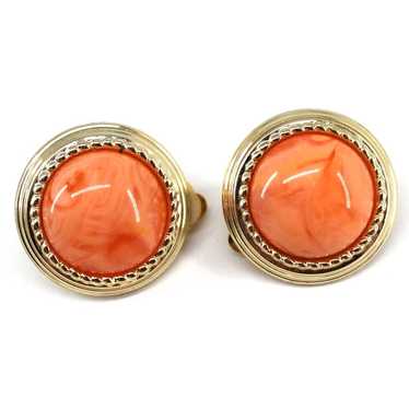 Vintage Orange Peach Marble Earrings • Plastic Go… - image 1