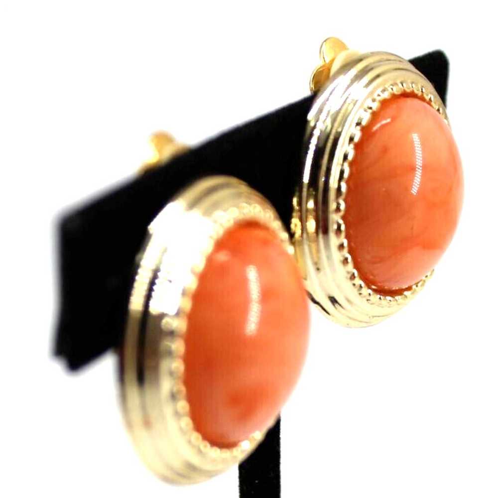 Vintage Orange Peach Marble Earrings • Plastic Go… - image 2