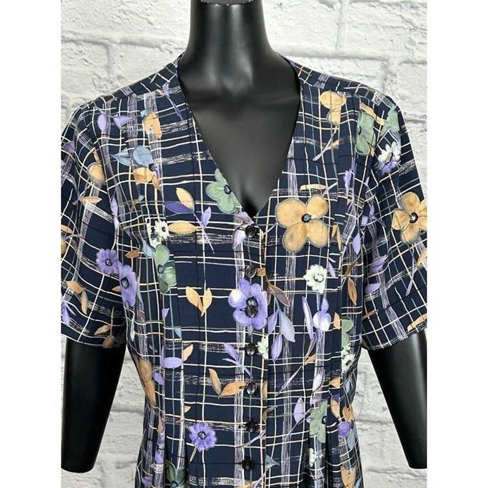 Designs Lane Bryant Button Up Floral Plaid Dress … - image 2