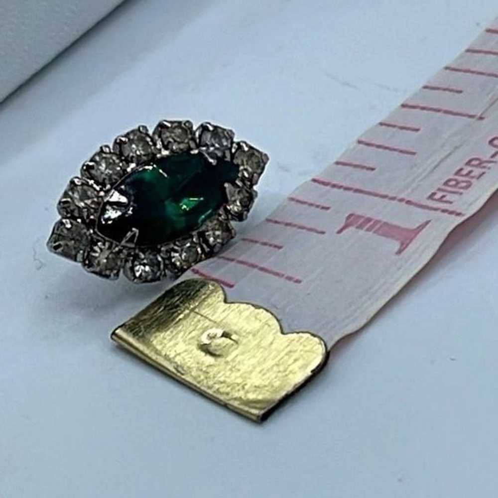 Vintage  Diamond rhinestones green and crystal co… - image 5