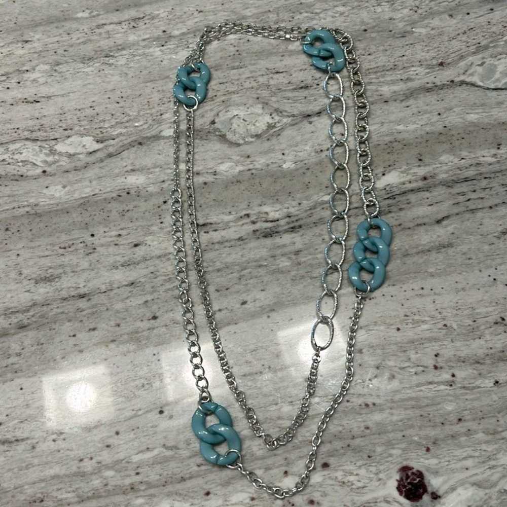 Long Silver Tone Vintage Necklace - image 1