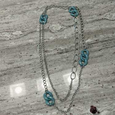 Long Silver Tone Vintage Necklace - image 1