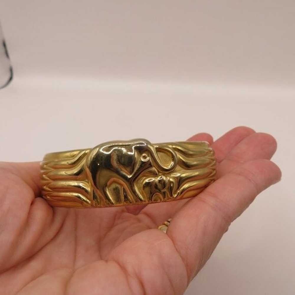 Vintage Elephant Bracelet Gold Tone - image 4