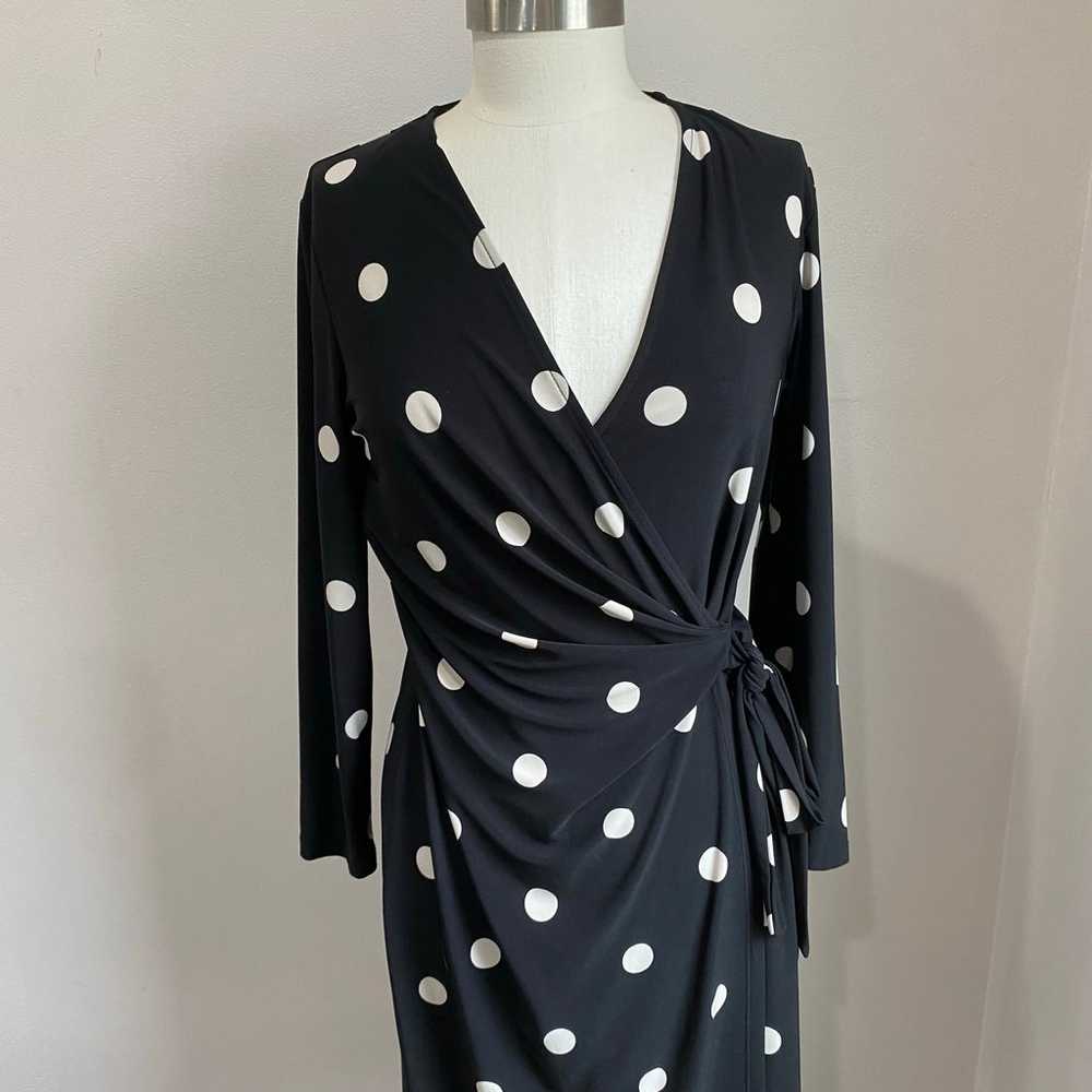 Anne Klein Dot Print Long Sleeve Faux Wrap Dress … - image 10