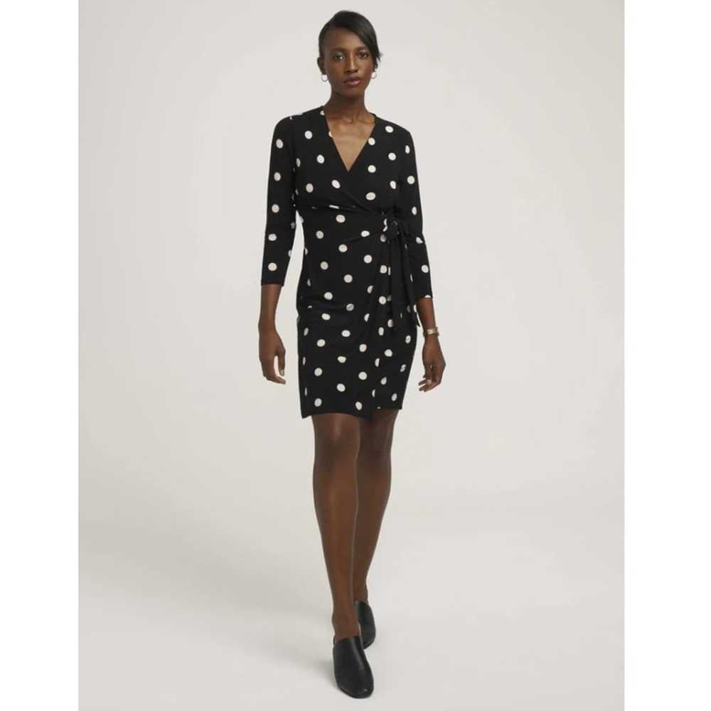 Anne Klein Dot Print Long Sleeve Faux Wrap Dress … - image 1