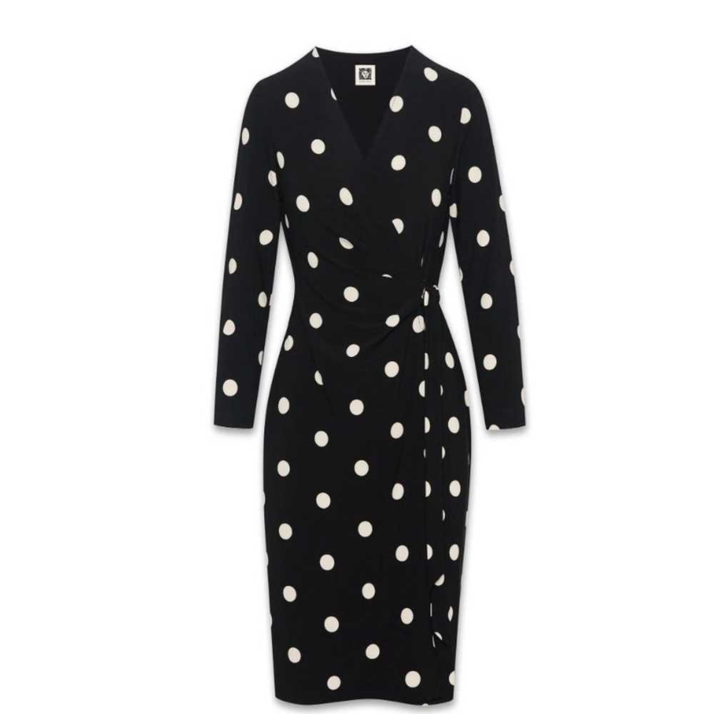 Anne Klein Dot Print Long Sleeve Faux Wrap Dress … - image 2