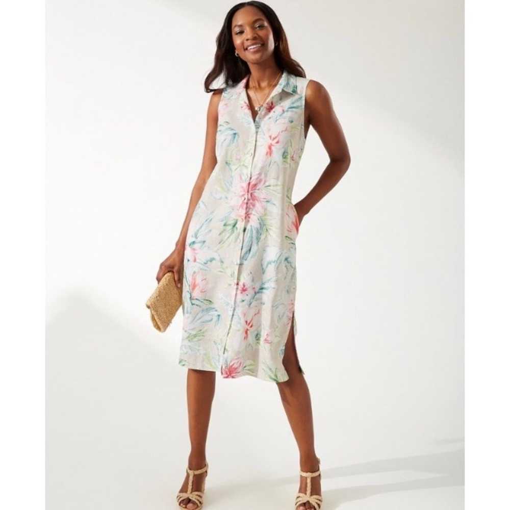 Tommy Bahama Maya Meadows Linen Shirt Maxi Dress … - image 5