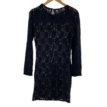 Zara Black Lace Bodycon Dress Long Sleeve Size M