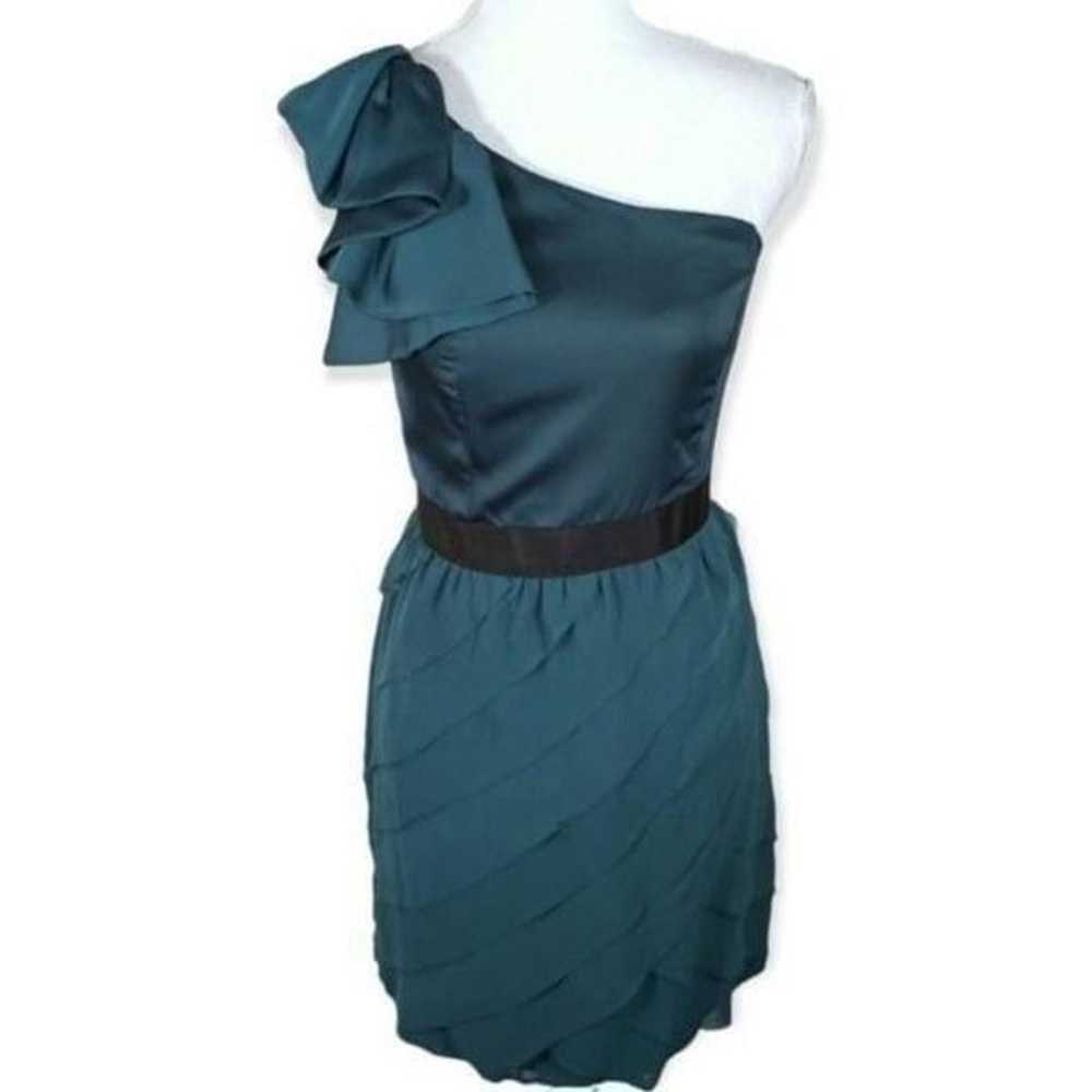 LC LAUREN CONRAD GREEN & BLACK ONE SHOULDER DRESS… - image 1