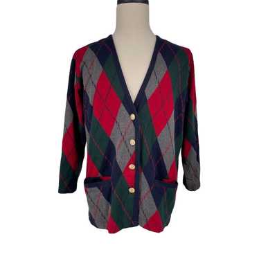 Talbots Women's Argyle Cardigan Sweater Multicolo… - image 1