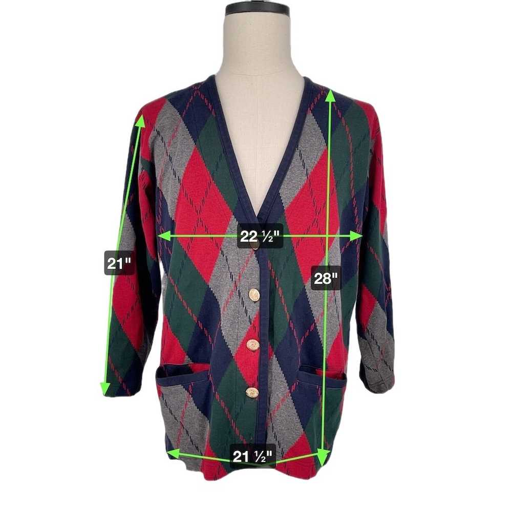 Talbots Women's Argyle Cardigan Sweater Multicolo… - image 3