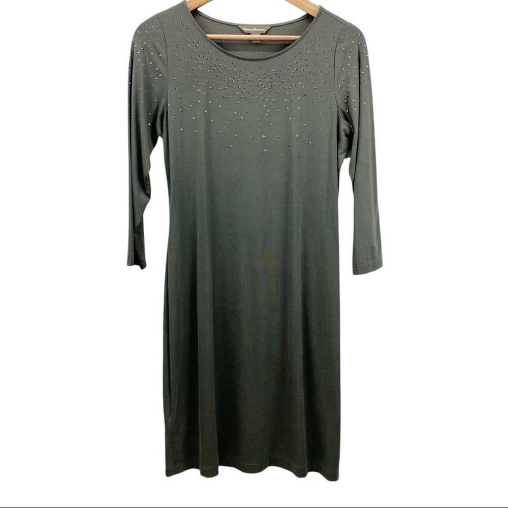 Tommy Bahama Womens S Dark Olive Green Studded Mi… - image 1