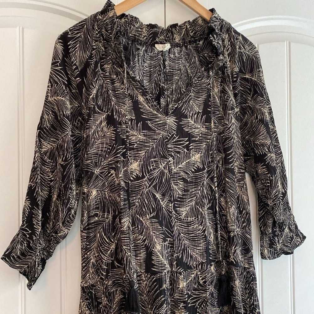 Easel Leaf Print Ruffle Maxi Black Women's Size S… - image 2