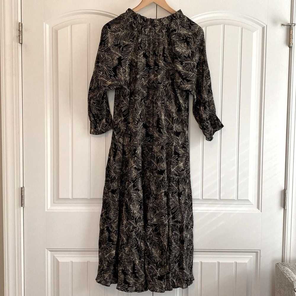 Easel Leaf Print Ruffle Maxi Black Women's Size S… - image 5