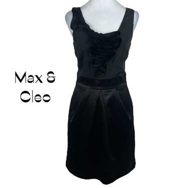 Max & Cleo Black Satin Ruffled Party Event Occasi… - image 1