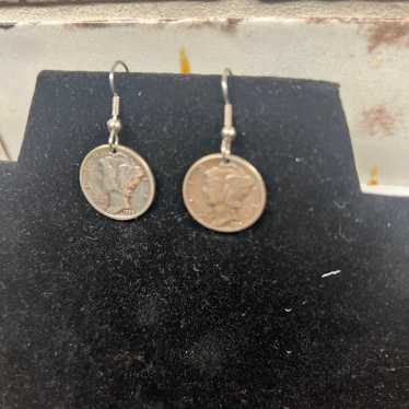 1930 Mercury Dime Coin Earrings - image 1