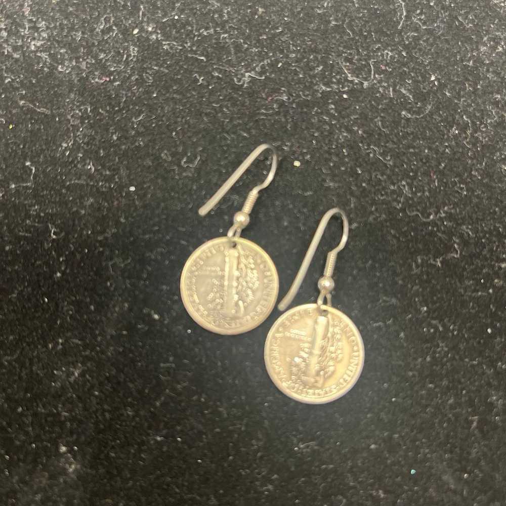 1930 Mercury Dime Coin Earrings - image 5