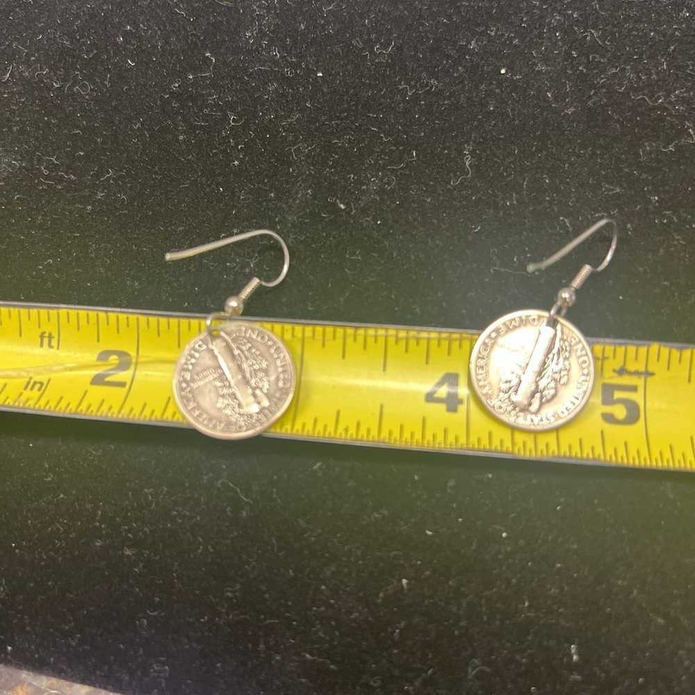 1930 Mercury Dime Coin Earrings - image 7