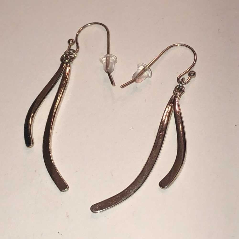 Silver Tone Vintage Dangling Boho Pierced Earrings - image 2