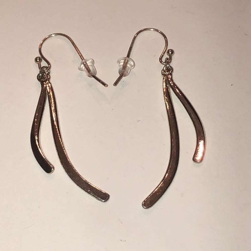 Silver Tone Vintage Dangling Boho Pierced Earrings - image 5