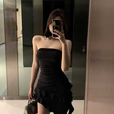 Black dress with ruffles