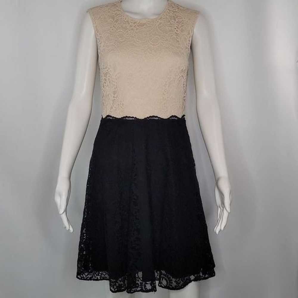 Betsey Johnson Cream & Black Lace Short Sleeve Co… - image 1