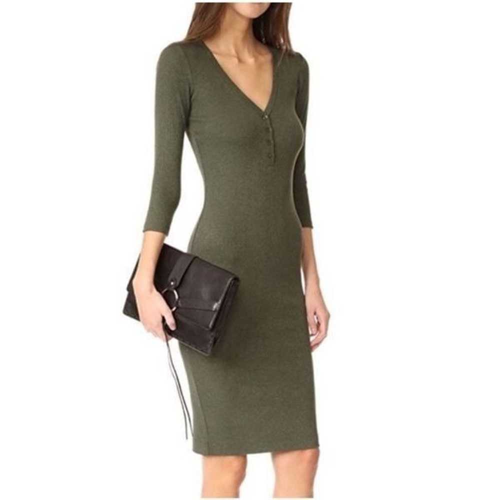 L’AGENCE Aurora Long Sleeve Henley Dress Green Si… - image 2