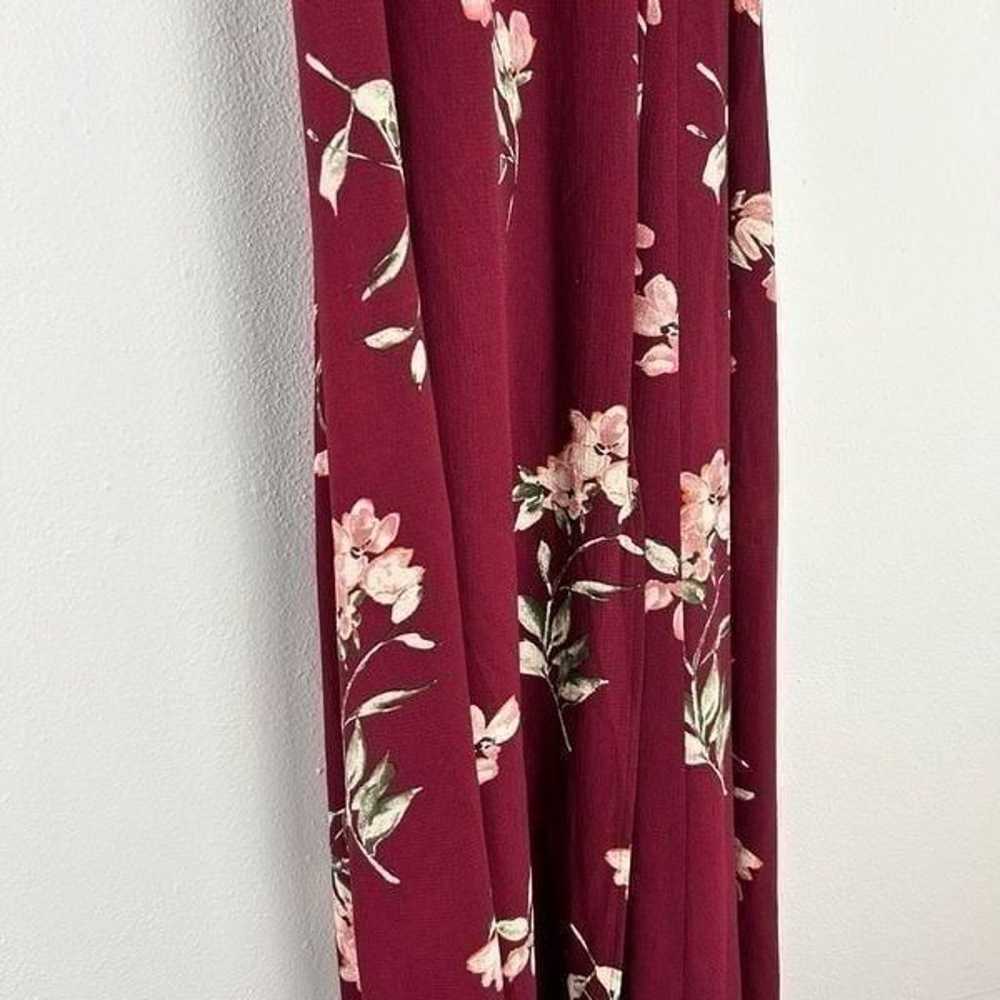 LULUS September Sunsets Burgundy Floral Print Wra… - image 4