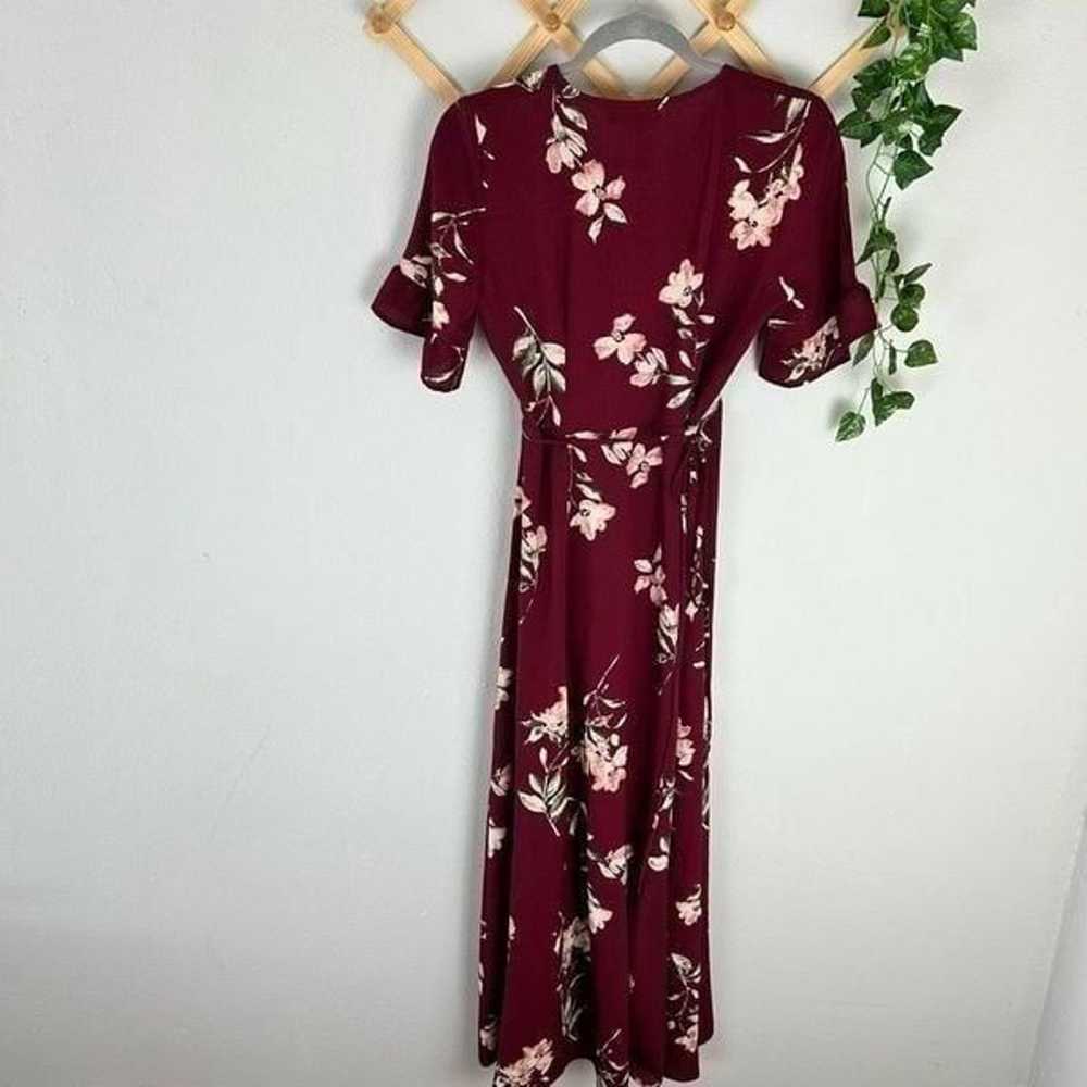 LULUS September Sunsets Burgundy Floral Print Wra… - image 9